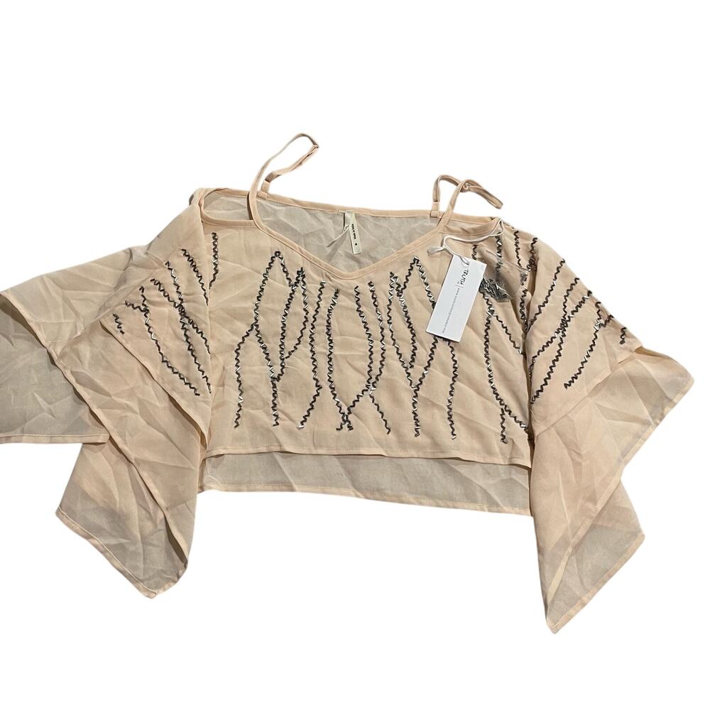 NWT Y2K Truth NYC Beaded Asymmetrical Cropped Top Women's Small Peach Club Party